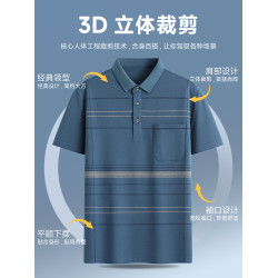 【冰爽棉】啄木鳥短袖t恤男士夏季薄款真口袋polo衫上衣爸爸夏裝C