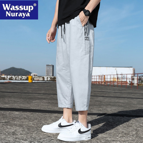WASSUP NURAYA八分褲男士夏季薄款寬松休閒純棉9九分直筒8分褲子
