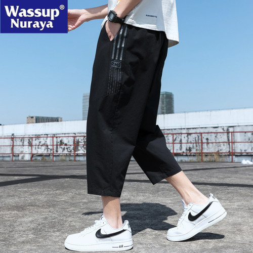 WASSUP NURAYA八分褲男士夏季薄款寬松休閒純棉9九分直筒8分褲子