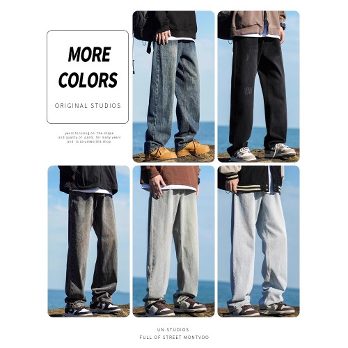 啄木鳥復古牛仔褲男士直筒寬松春夏季2025新款美式濶腿休閒褲子K 啄木鳥復古牛仔褲男士直筒寬松春夏季2025新款美式濶腿休閒褲子K
