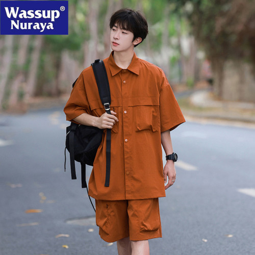 WASSUP NURAYA短袖襯衫套裝男士夏季高級感港風痞帥一套搭配帥氣