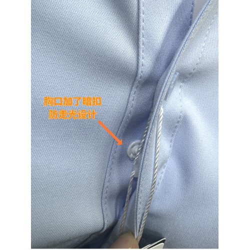 短袖V領淺藍色襯衫女職業裝竹纖維彈力面試物業教師工作服女寸衣