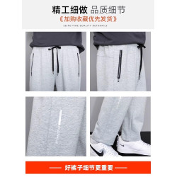 啄木鳥運動休閒褲男士2025新款直筒寬松束腳衛褲黑色褲子春秋季K