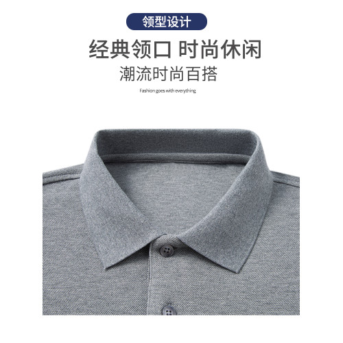 【100%純棉】啄木鳥秋季新款男士長袖T恤爸爸裝翻領polo衫上衣服C