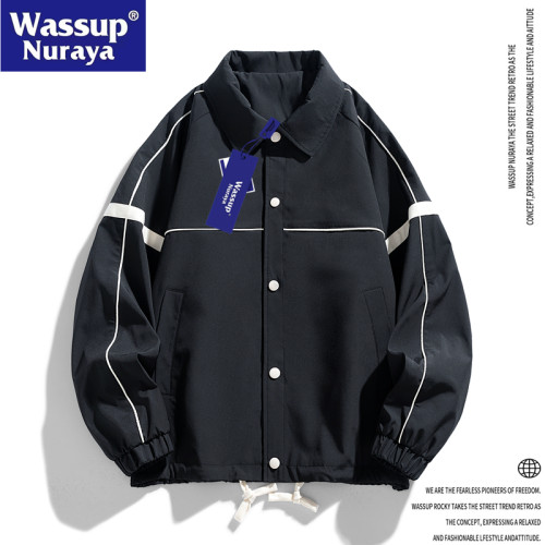 WASSUP Nuraya潮牌2024春秋翻領夾克休閒長袖戶外工裝情侶外套男
