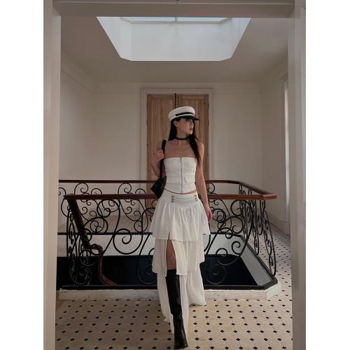 HYTEMOLY頸帶choker假領一片式修身抹胸上衣低腰針織短褲辣妹套裝