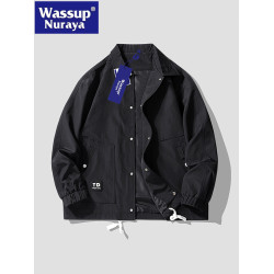 WASSUP NURAYA美式棒球服男外套春秋潮牌寬松休閒翻領工裝夾克男