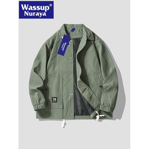 WASSUP NURAYA美式棒球服男外套春秋潮牌寬松休閒翻領工裝夾克男