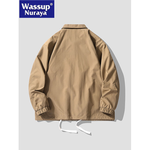 WASSUP NURAYA美式棒球服男外套春秋潮牌寬松休閒翻領工裝夾克男