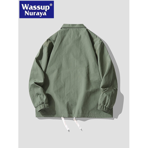 WASSUP NURAYA美式棒球服男外套春秋潮牌寬松休閒翻領工裝夾克男