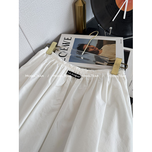 Modeltear周美美 miu系學院蕾絲花邊繙領黑標白色短袖襯衫套裝