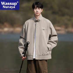 WASSUP NURAYA美式飛行員夾克男春秋痞帥寬松戶外沖鋒衣立領外套
