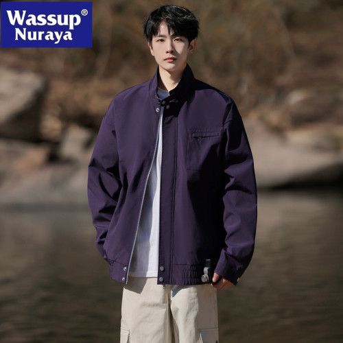 WASSUP NURAYA美式飛行員夾克男春秋痞帥寬松戶外沖鋒衣立領外套