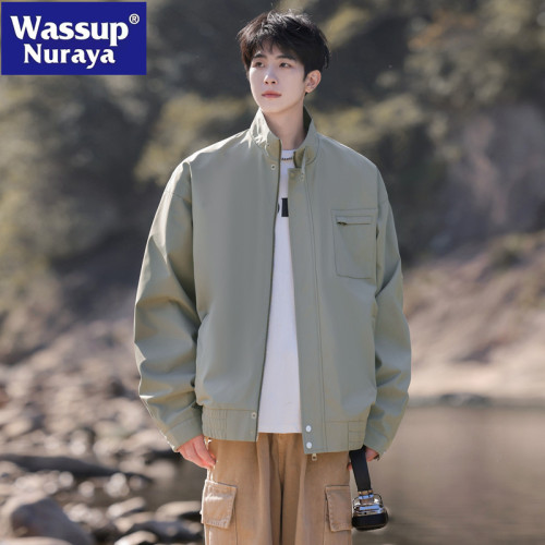 WASSUP NURAYA美式飛行員夾克男春秋痞帥寬松戶外沖鋒衣立領外套