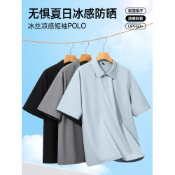 啄木鳥爸爸夏裝套裝男2025新款冰絲短袖polo衫男士速乾休閒褲子Y