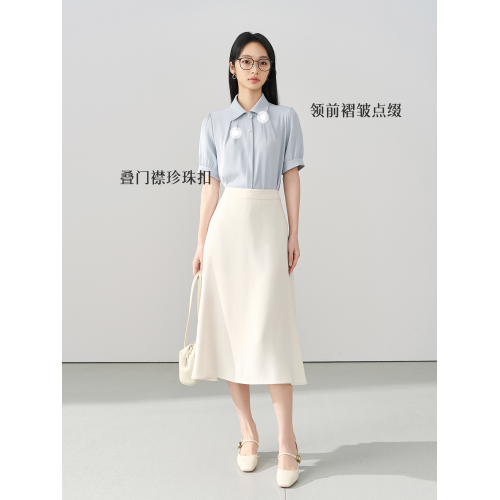 伯德小姐白色短袖襯衫女小個子職場上衣通勤面試正裝職業穿搭襯衣