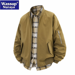 WASSUP Nuraya潮牌假兩件夾克男2025春痞帥拼接寬鬆繙領襯衫外套