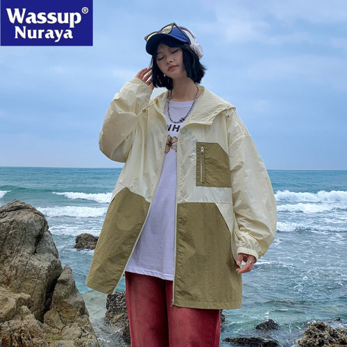 WASSUP NURAYA輕薄冰絲連帽防曬衣男戶外沖鋒衣透氣寬松皮膚衣女