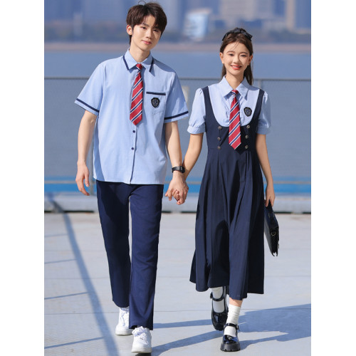 校園合唱演出服jk襯衫假兩件連衣裙初中高中生畢業照班服成人禮服