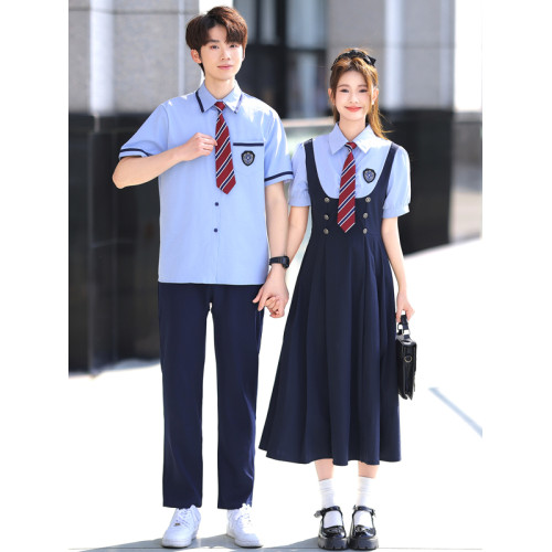 校園合唱演出服jk襯衫假兩件連衣裙初中高中生畢業照班服成人禮服