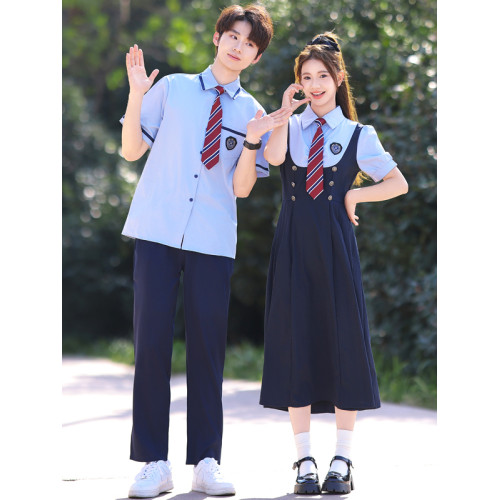校園合唱演出服jk襯衫假兩件連衣裙初中高中生畢業照班服成人禮服