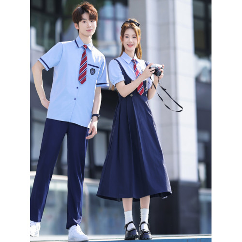 校園合唱演出服jk襯衫假兩件連衣裙初中高中生畢業照班服成人禮服