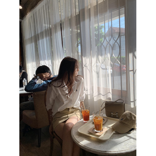 白色小馬刺綉亞麻襯衫女寬松休閒襯衣棉麻老錢風韓版百搭長袖上衣
