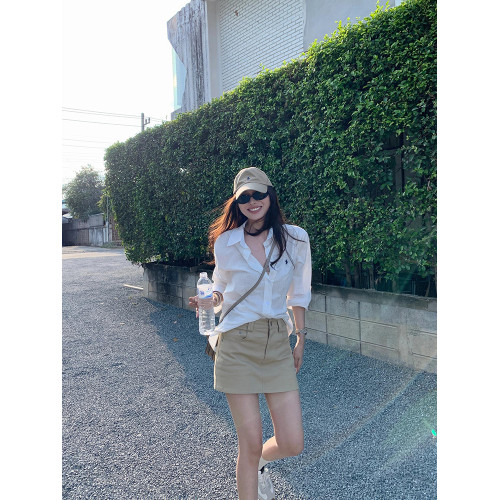 白色小馬刺綉亞麻襯衫女寬松休閒襯衣棉麻老錢風韓版百搭長袖上衣