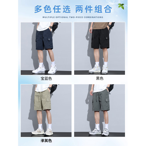 啄木鳥冰絲工裝短褲男士夏季薄款5五分休閒褲子男生寬松運動中褲K