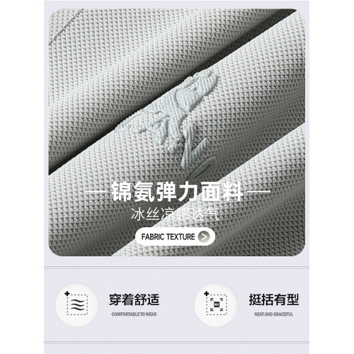 啄木鳥夏季Polo衫套裝男士爸爸父親節禮物冰絲短袖中老年爺爺T恤