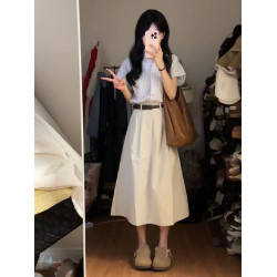 夏季韓系小個子穿搭一整套洋氣減齡襯衫時尚兩件套裝女百搭半身裙