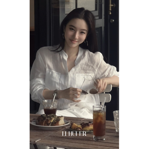 Li Hui Er 李慧兒【曼加斯遊記】苧麻高級感白色襯衫女夏極簡上衣