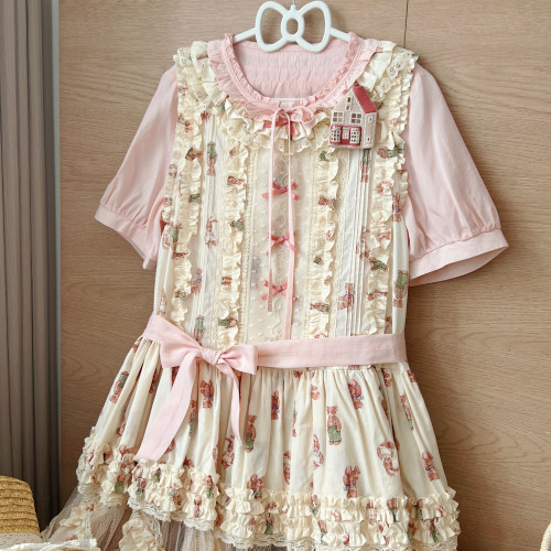 春潯-天絲Lolita內搭圓領簡約夏季襯衫中古蕾絲可愛洛麗塔襯衫
