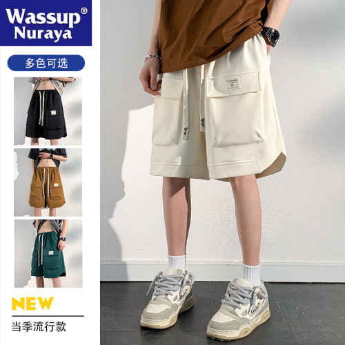 WASSUP NURAYA夏季新款美式潮牌嘻哈短褲男寬松運動休閒工裝褲子