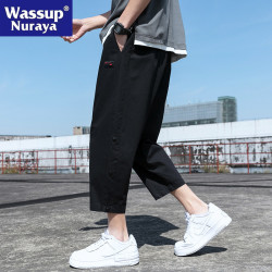 WASSUP NURAYA八分褲男夏季薄款寬松純棉休閒運動9分褲九分8分褲