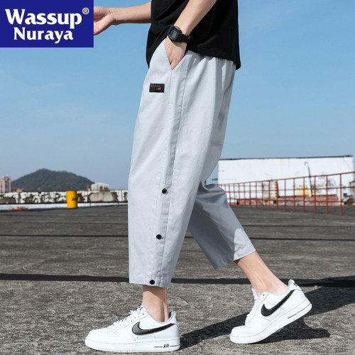 WASSUP NURAYA八分褲男夏季薄款寬松純棉休閒運動9分褲九分8分褲