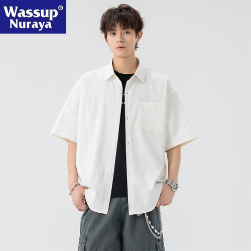 WASSUP NURAYA日系2025襯衫男士夏季新款休閒寬松薄款短袖襯衣服