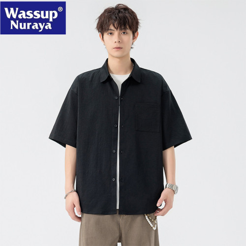 WASSUP NURAYA日系2025襯衫男士夏季新款休閒寬松薄款短袖襯衣服