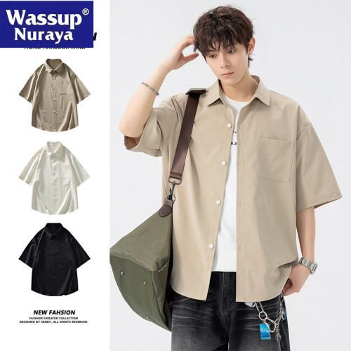 WASSUP NURAYA日系2025襯衫男士夏季新款休閒寬松薄款短袖襯衣服