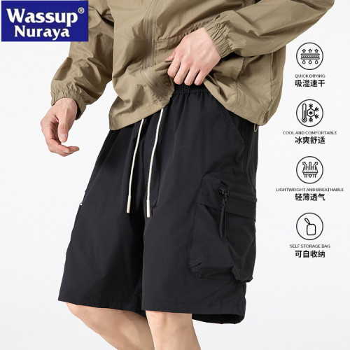 WASSUP NURAYA夏季機能口袋工裝短褲男山系戶外寬松運動五分中褲