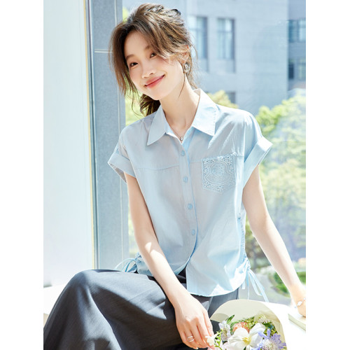 2025夏日新款真絲桑蠶絲白襯衫女短袖t恤高級感輕奢減齡洋氣上衣