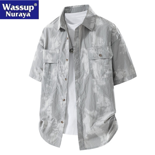 WASSUP Nuraya潮牌大碼加肥加大短袖襯衫男夏季寬松休閒翻領襯衣 WASSUP Nuraya潮牌大碼加肥加大短袖襯衫男夏季寬松休閒翻領襯衣