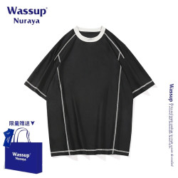 WASSUP NURAYA美式復古短袖T恤男夏季新款潮牌寬松休閒情侶款上衣