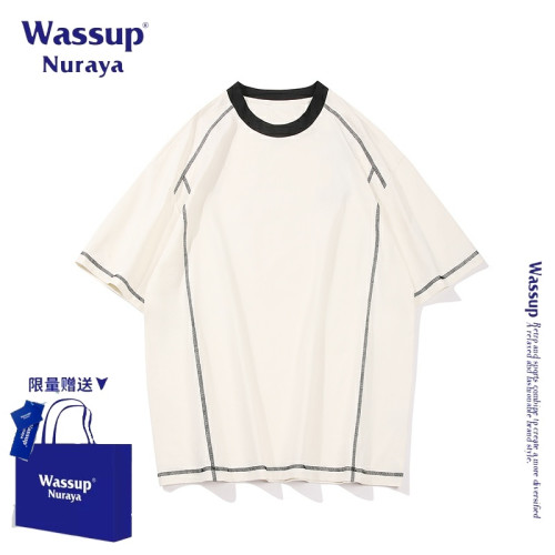 WASSUP NURAYA美式復古短袖T恤男夏季新款潮牌寬松休閒情侶款上衣