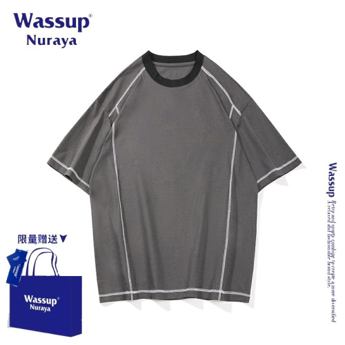 WASSUP NURAYA美式復古短袖T恤男夏季新款潮牌寬松休閒情侶款上衣