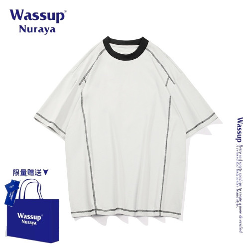 WASSUP NURAYA美式復古短袖T恤男夏季新款潮牌寬松休閒情侶款上衣