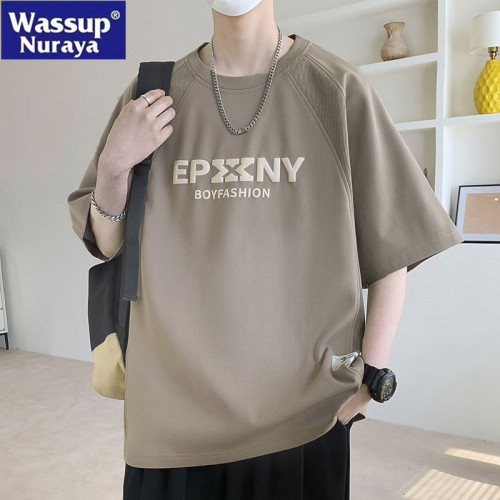 WASSUP NURAYA短袖T恤男款2025新款學生百搭休閒港風半袖夏季上衣