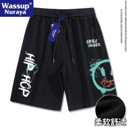 WASSUP Nuraya潮牌小惡魔冰絲短褲男夏季薄款寬鬆休閒運動五分褲