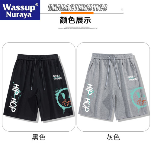 WASSUP Nuraya潮牌小惡魔冰絲短褲男夏季薄款寬鬆休閒運動五分褲
