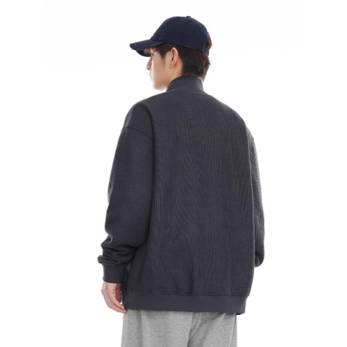 美式540g重磅立領針織外套男2025春季潮牌休閒寬松拉鍊開衫毛衣